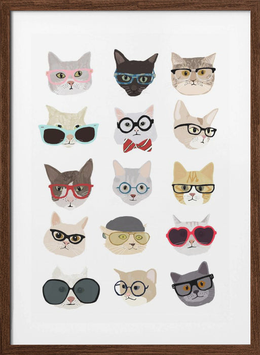 Cats With Glasses Framed Art Wall Decor