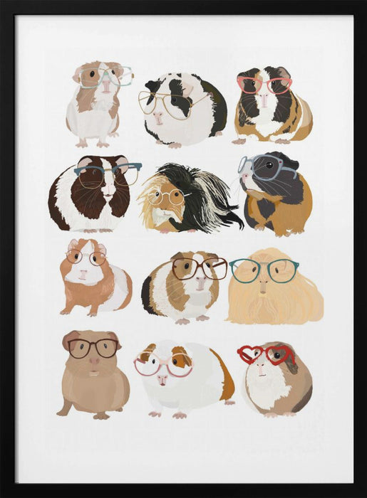 Guinea Pig in Glasses Framed Art Wall Decor