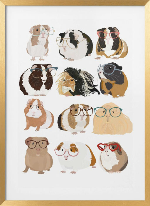 Guinea Pig in Glasses Framed Art Wall Decor