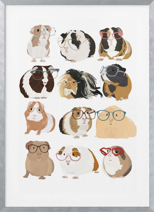 Guinea Pig in Glasses Framed Art Wall Decor