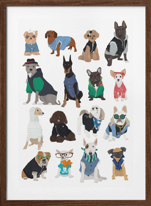 Cool Dog Print Framed Art Wall Decor