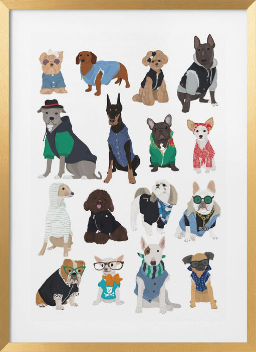 Cool Dog Print Framed Art Wall Decor