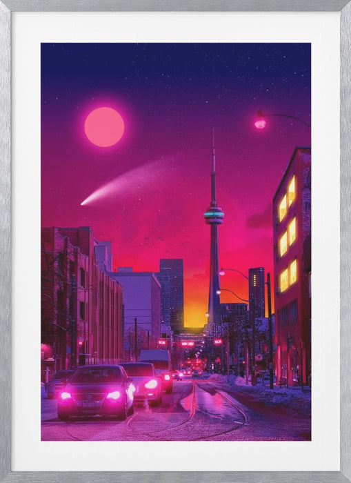 Neon City Framed Art Modern Wall Decor