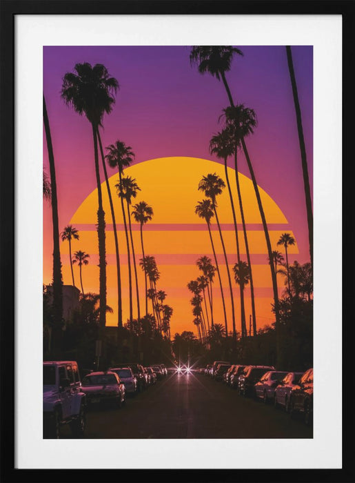 Retro Sunset Framed Art Modern Wall Decor