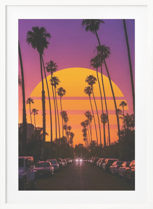 Retro Sunset Framed Art Modern Wall Decor