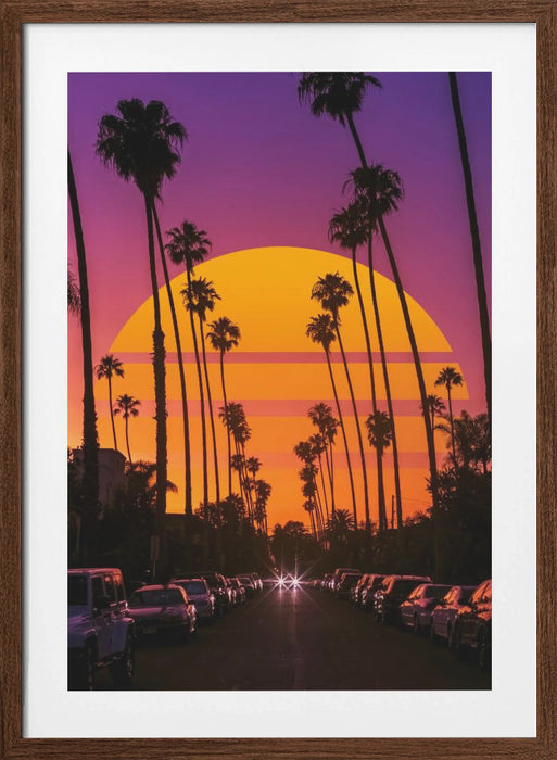 Retro Sunset Framed Art Modern Wall Decor