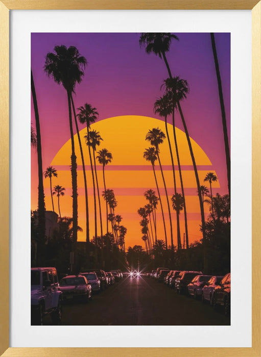 Retro Sunset Framed Art Modern Wall Decor