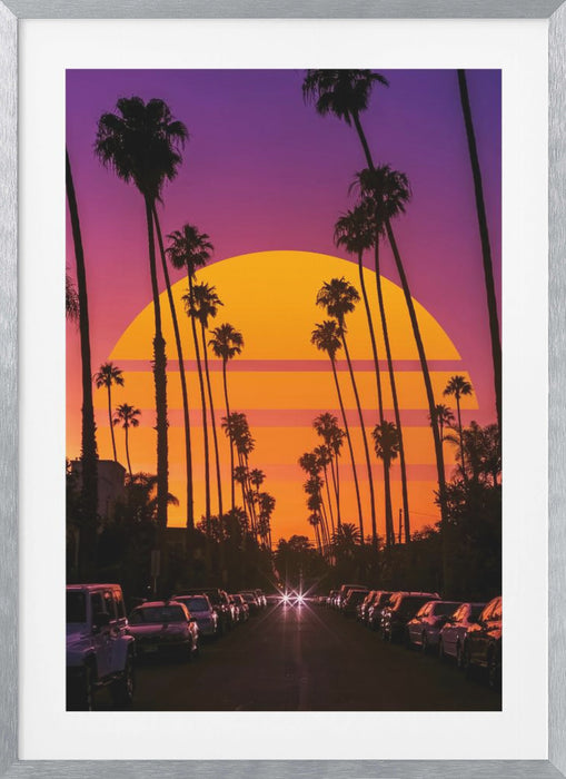 Retro Sunset Framed Art Modern Wall Decor