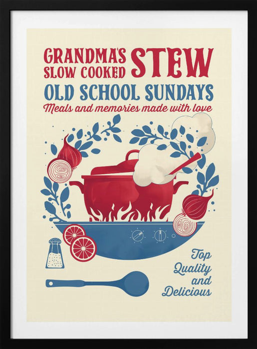 Grandmas Stew kitchen print Framed Art Wall Decor