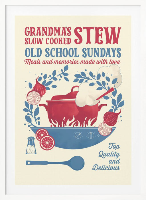 Grandmas Stew kitchen print Framed Art Wall Decor