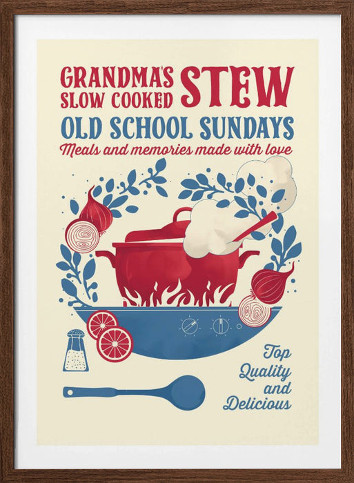 Grandmas Stew kitchen print Framed Art Wall Decor