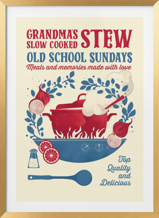 Grandmas Stew kitchen print Framed Art Wall Decor