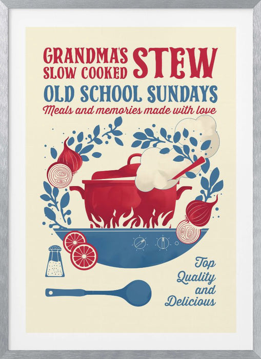 Grandmas Stew kitchen print Framed Art Wall Decor