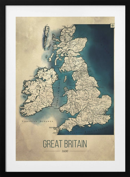 Great Britain map Framed Art Wall Decor