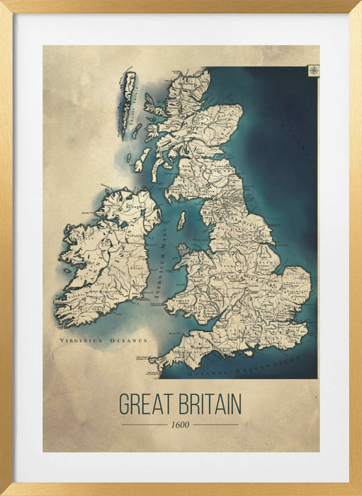 Great Britain map Framed Art Wall Decor