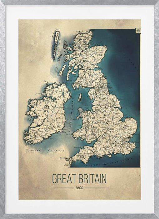 Great Britain map Framed Art Wall Decor