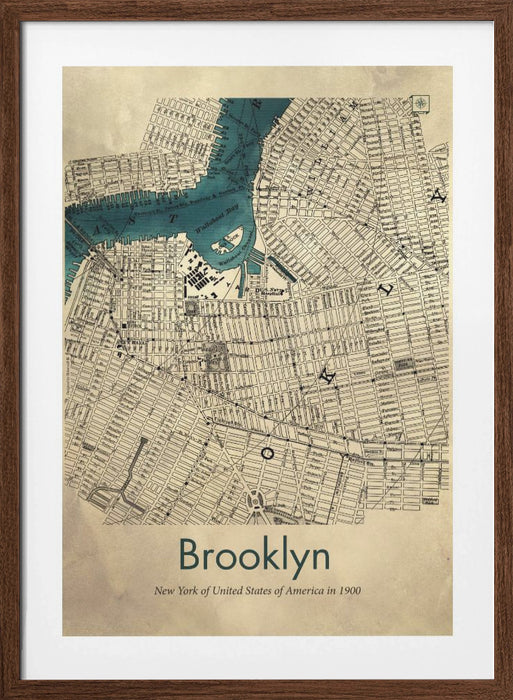 Brooklyn map Framed Art Modern Wall Decor