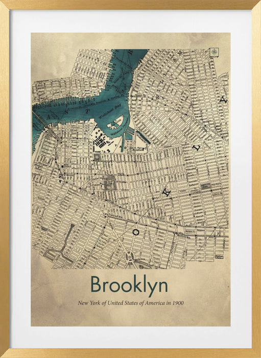 Brooklyn map Framed Art Modern Wall Decor