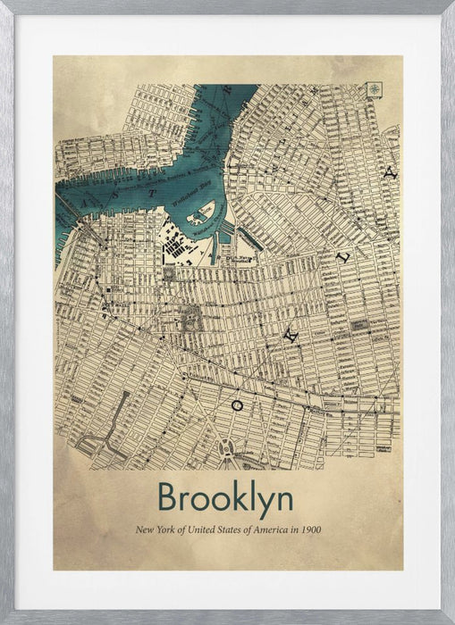 Brooklyn map Framed Art Modern Wall Decor