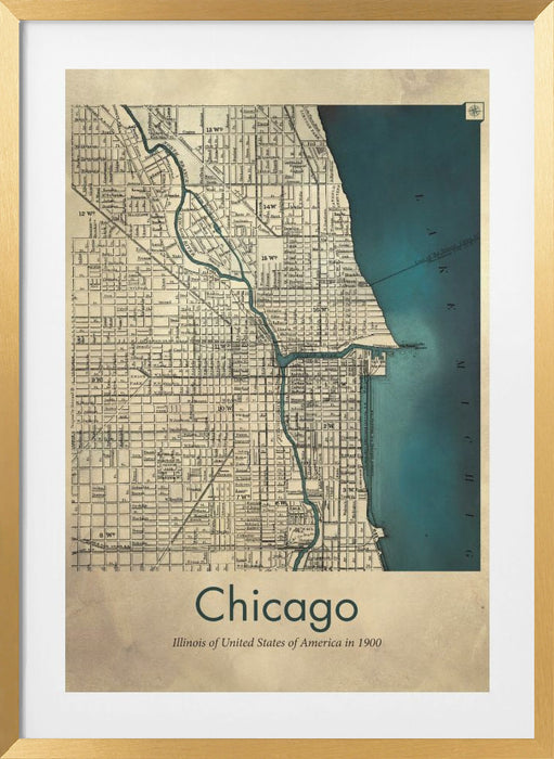 Chicago map Framed Art Modern Wall Decor