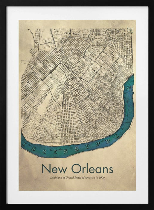 New Orleans map Framed Art Wall Decor