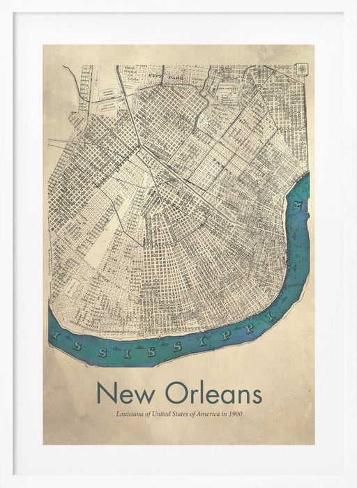 New Orleans map Framed Art Wall Decor