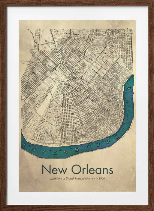 New Orleans map Framed Art Wall Decor