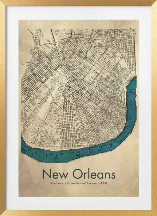 New Orleans map Framed Art Wall Decor