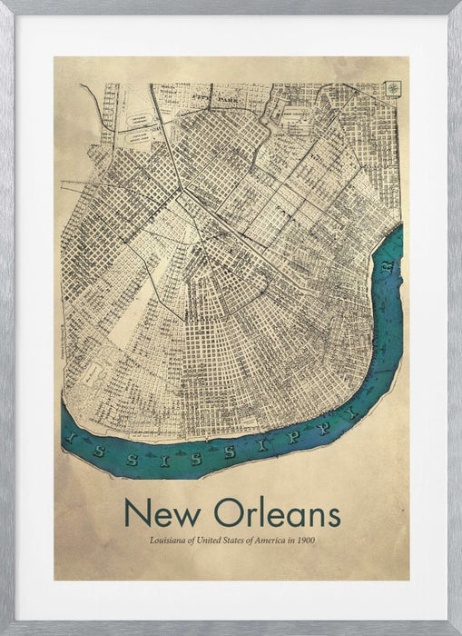 New Orleans map Framed Art Wall Decor