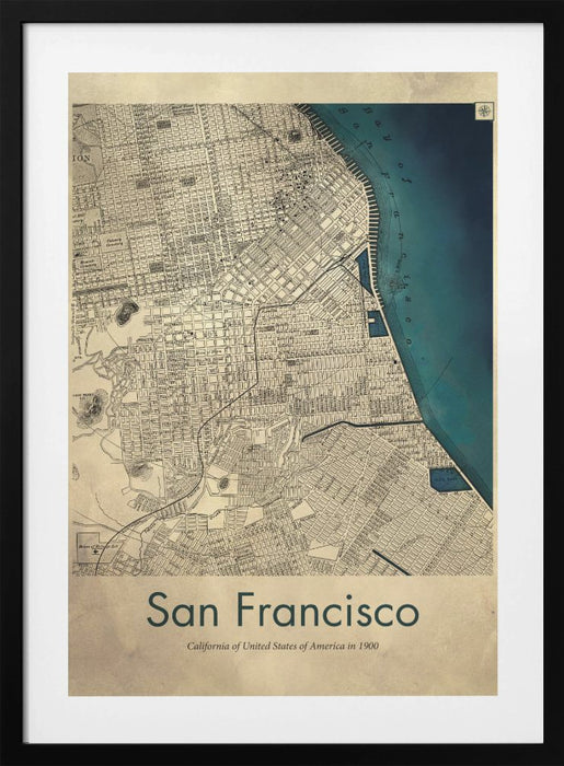 San Francisco retro map Framed Art Wall Decor