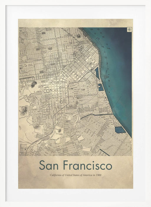 San Francisco retro map Framed Art Wall Decor