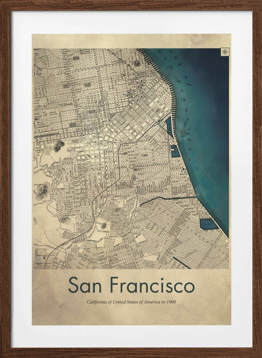 San Francisco retro map Framed Art Wall Decor