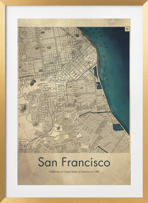 San Francisco retro map Framed Art Wall Decor