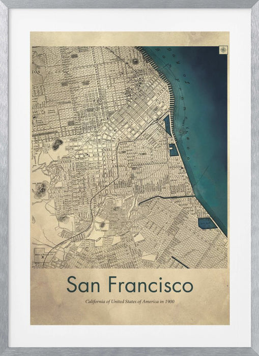 San Francisco retro map Framed Art Wall Decor