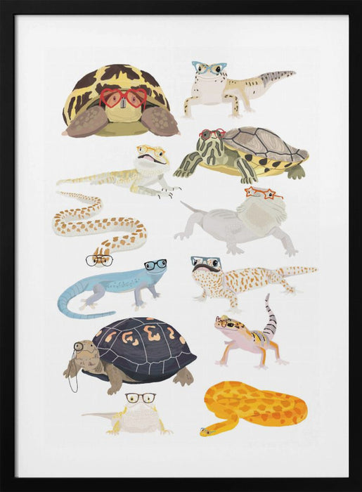 A1 Reptiles In Glasses Framed Art Modern Wall Decor