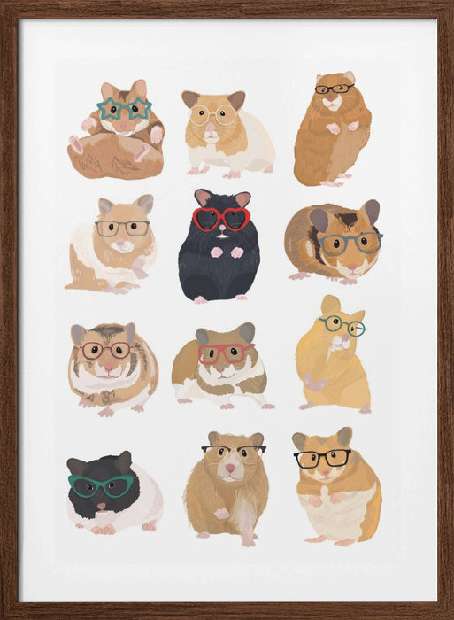 A1 Hamsters In Glasses Framed Art Wall Decor