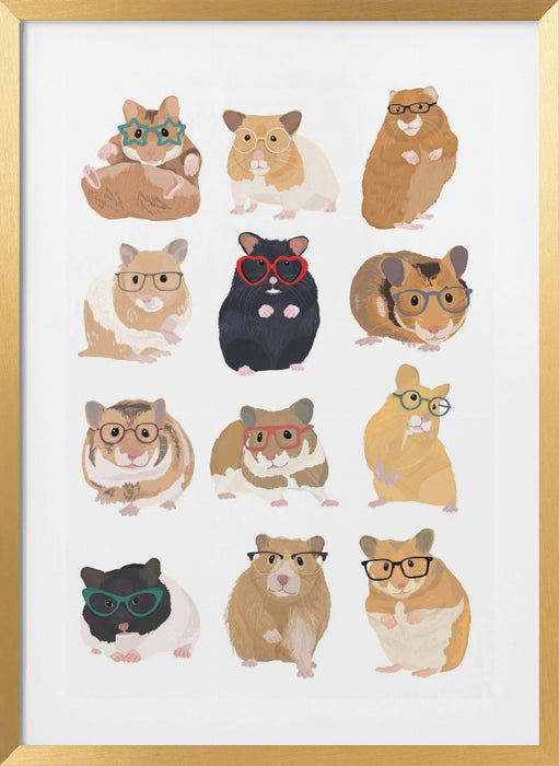 A1 Hamsters In Glasses Framed Art Wall Decor