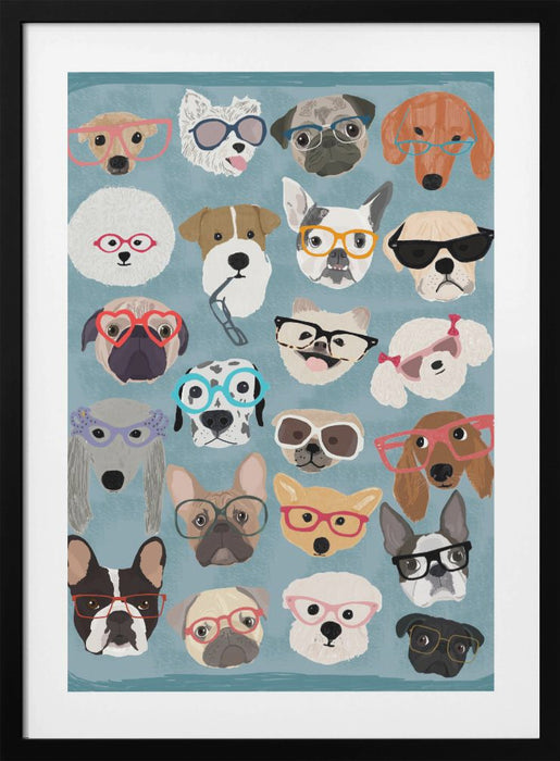 Puzzle Dogs In Glasses Framed Art Wall Decor