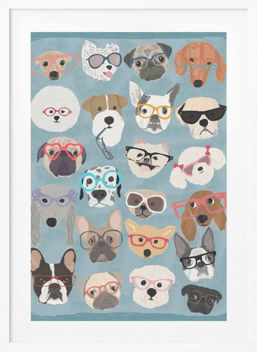 Puzzle Dogs In Glasses Framed Art Wall Decor