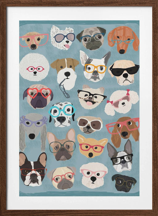 Puzzle Dogs In Glasses Framed Art Wall Decor