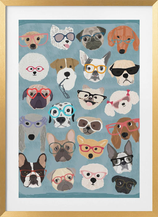 Puzzle Dogs In Glasses Framed Art Wall Decor