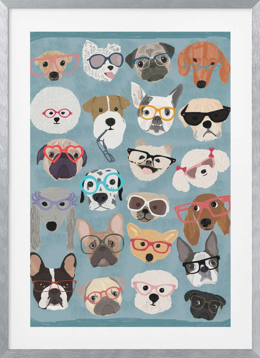 Puzzle Dogs In Glasses Framed Art Wall Decor