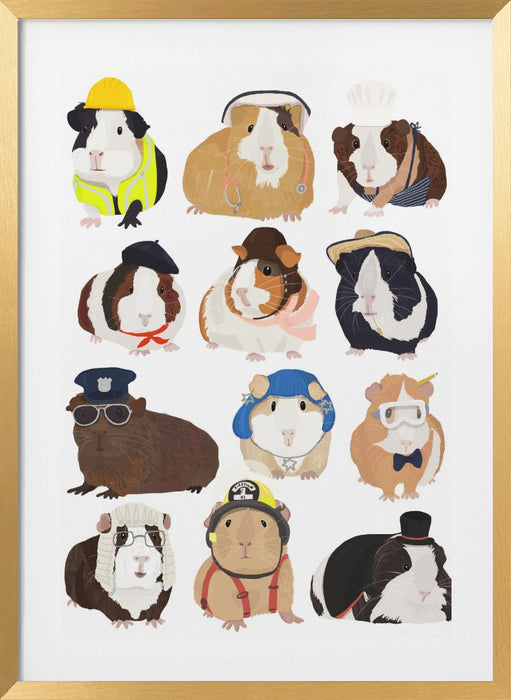 Guinea Pig Working Hr Framed Art Wall Decor