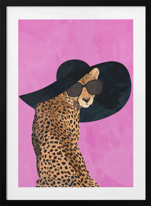 Cheetah Hat Pink Framed Art Wall Decor