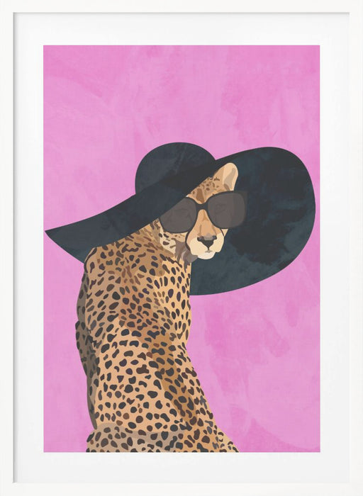 Cheetah Hat Pink Framed Art Wall Decor