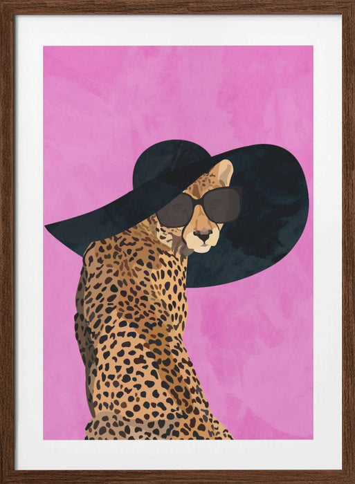 Cheetah Hat Pink Framed Art Wall Decor