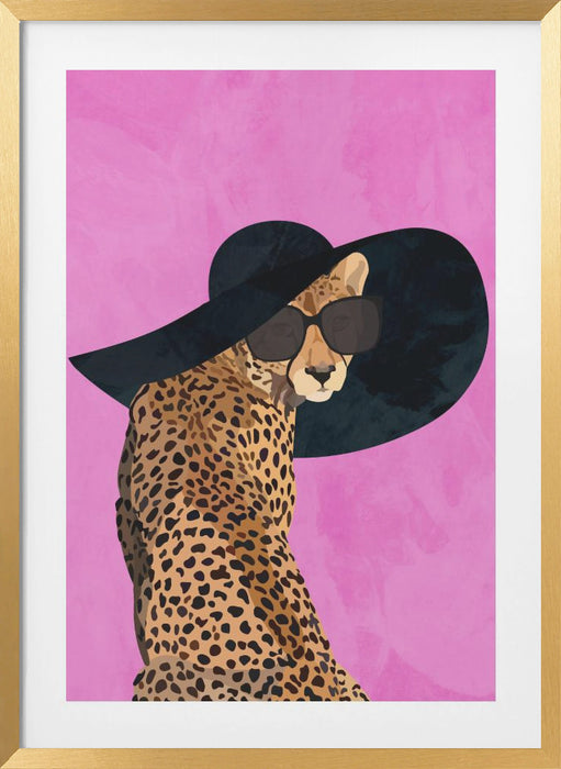 Cheetah Hat Pink Framed Art Wall Decor