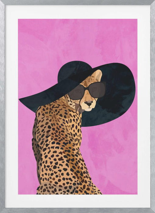 Cheetah Hat Pink Framed Art Wall Decor