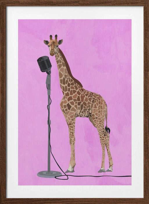 Giraffe Microphone Pink 01 Framed Art Wall Decor