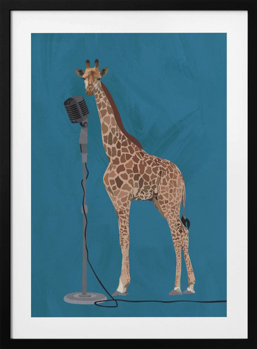 Giraffe Microphone Pink 2 01 Framed Art Wall Decor